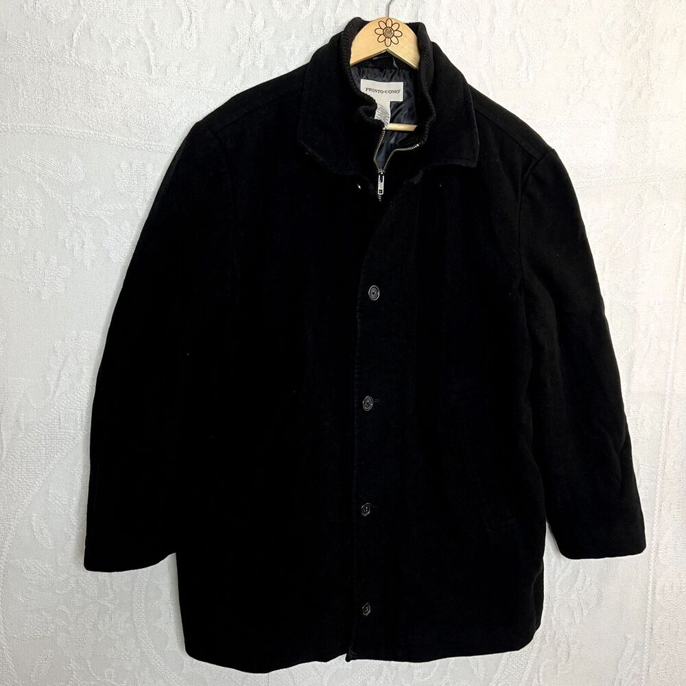 Wool Pronto Uomo Black Peacoat Jacket